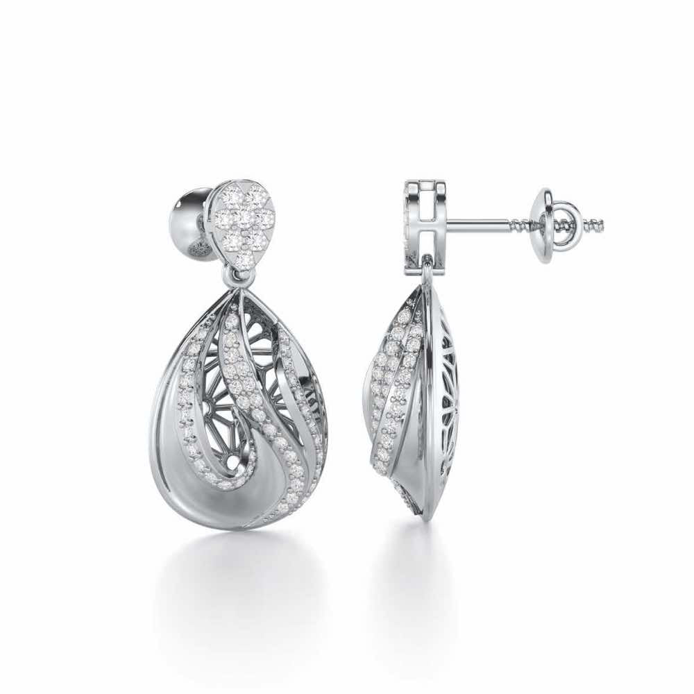 Dazzling Brilliance Silver Earrings - White Gold - Image 4