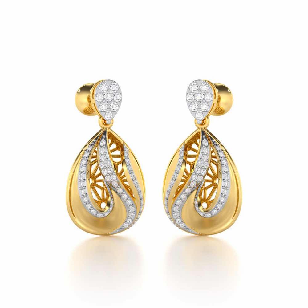 Dazzling Brilliance Silver Earrings - Yellow Gold - Image 2