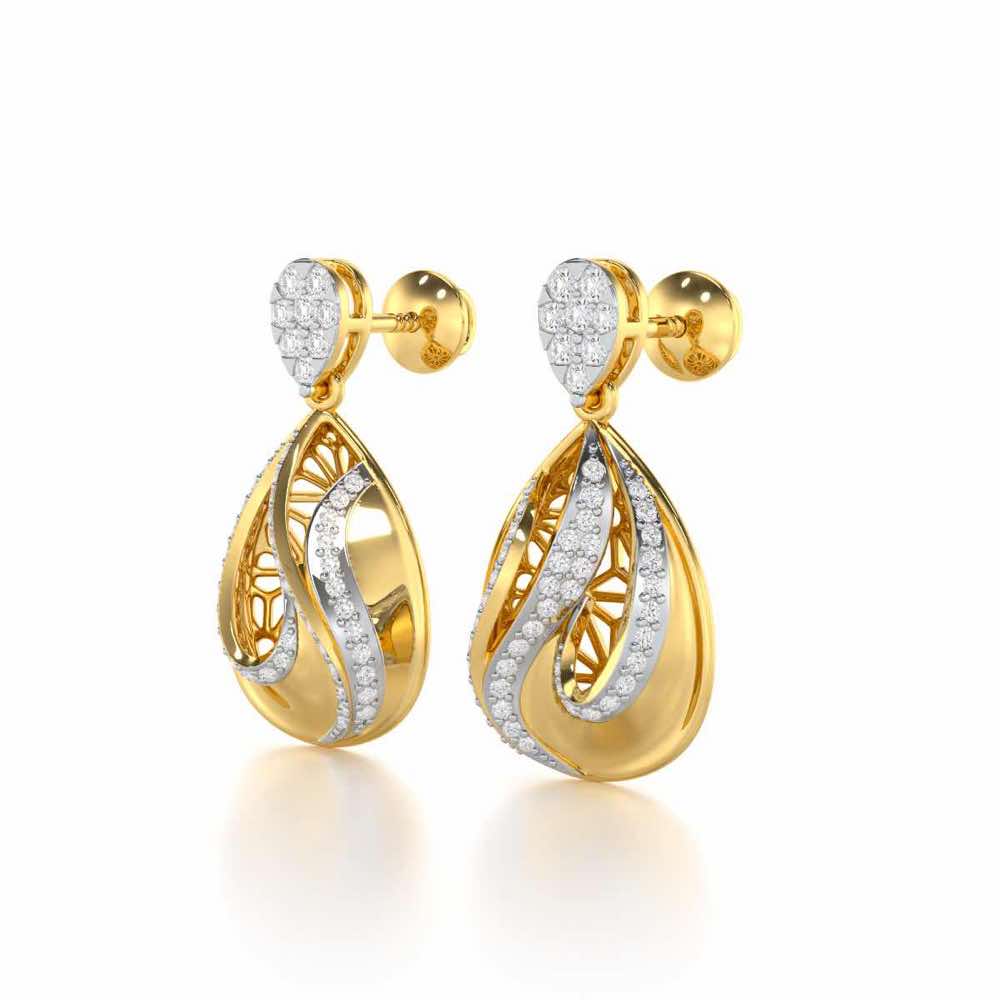 Dazzling Brilliance Silver Earrings - Yellow Gold - Image 3