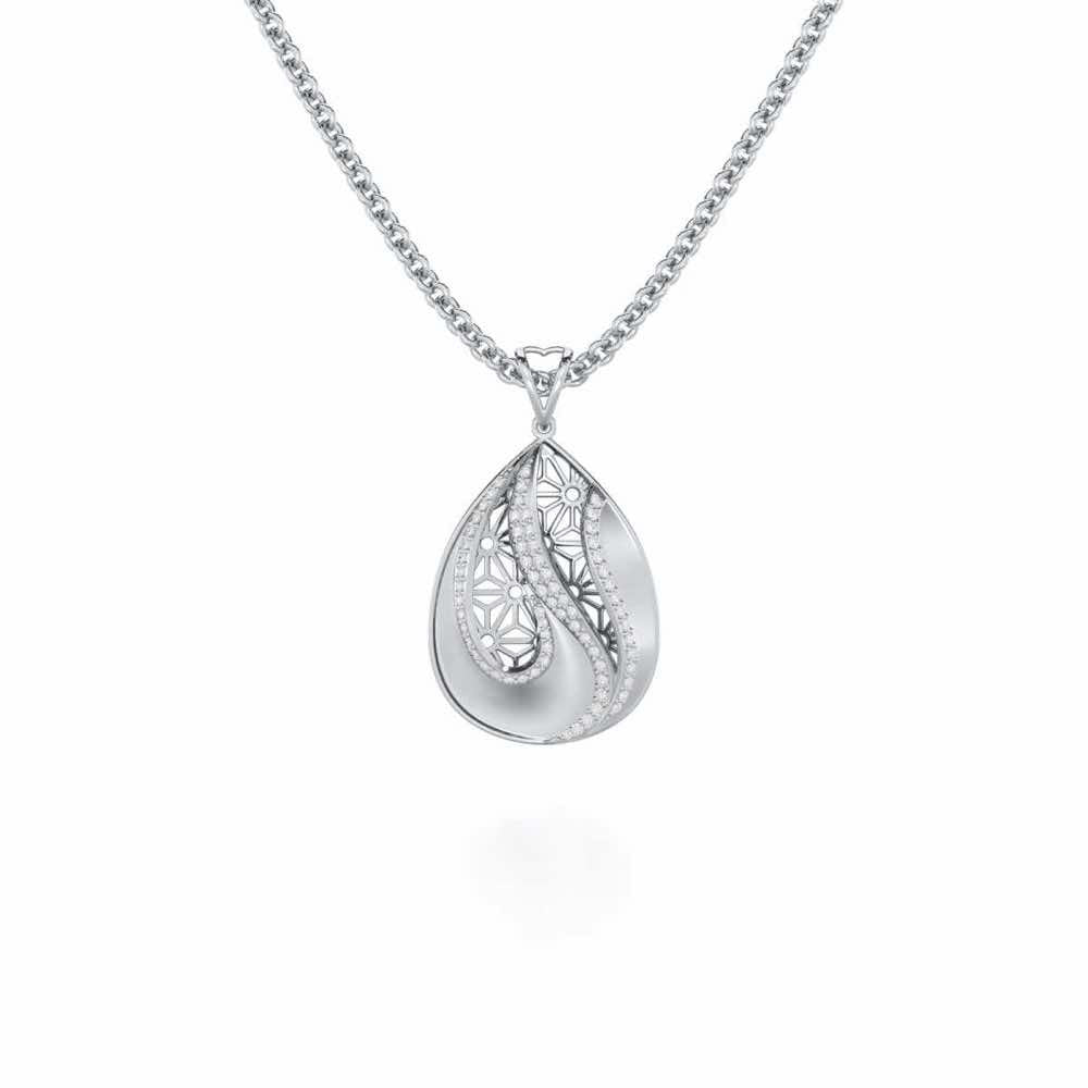 Dazzling Brilliance Silver Pendant - White Gold - Image 1