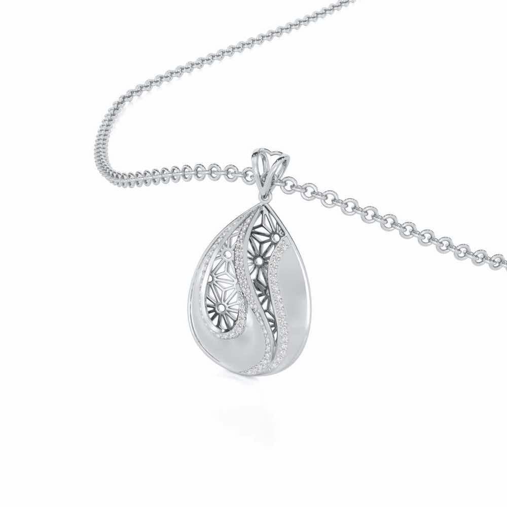 Dazzling Brilliance Silver Pendant - White Gold - Image 2