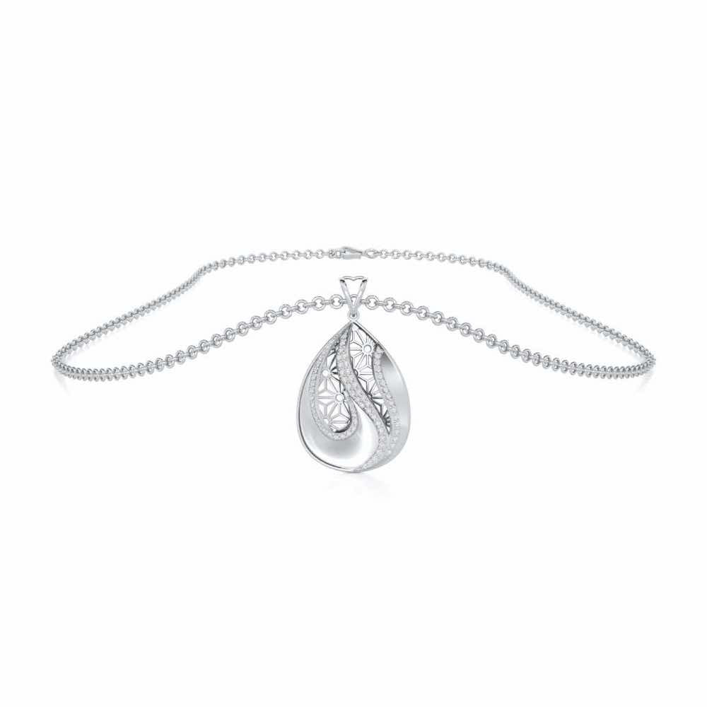 Dazzling Brilliance Silver Pendant - White Gold - Image 3