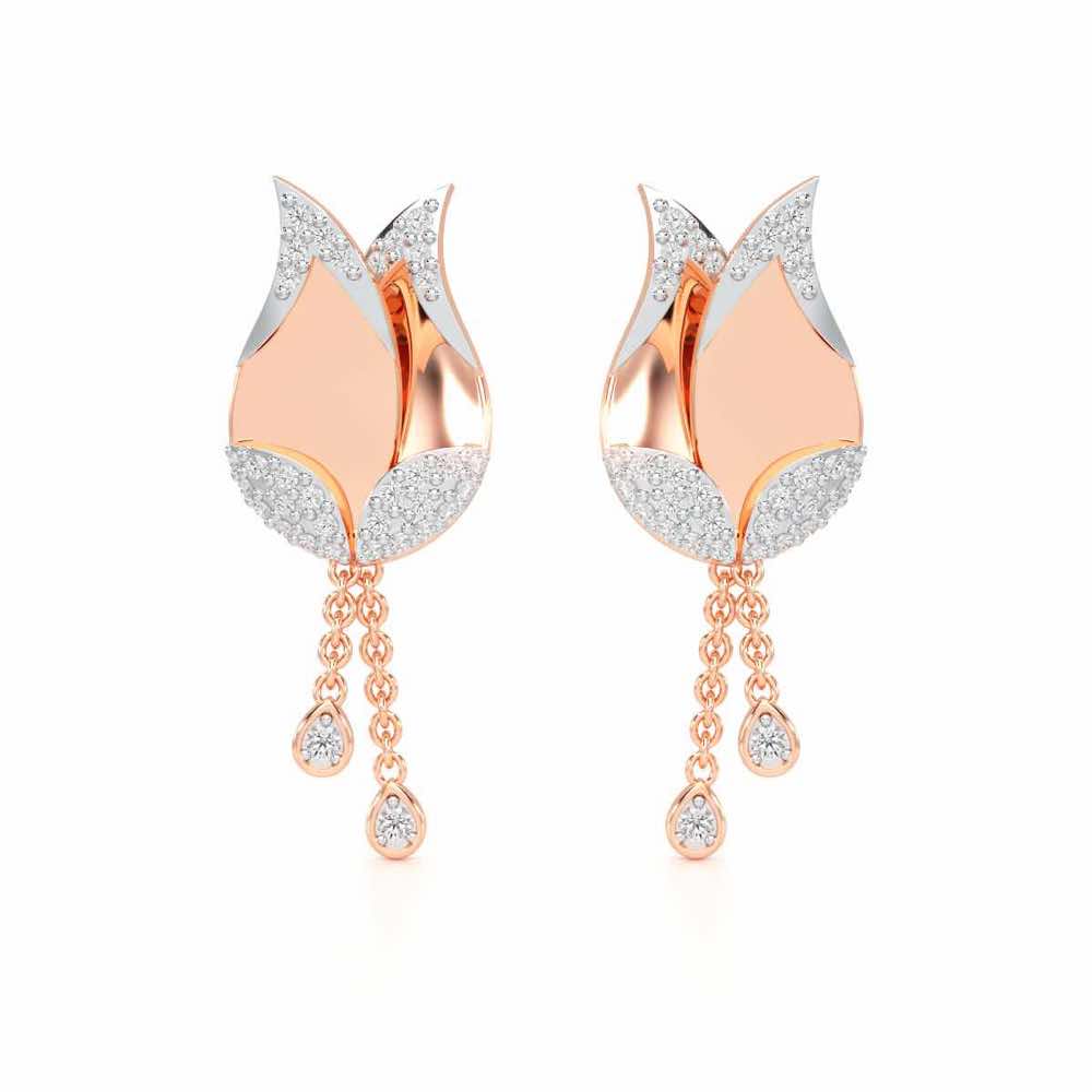Dazzling Bud Silver Earrings - Rose Gold - Image 1