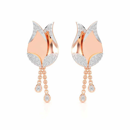 Dazzling Bud Silver Earrings - Rose Gold - Image 1