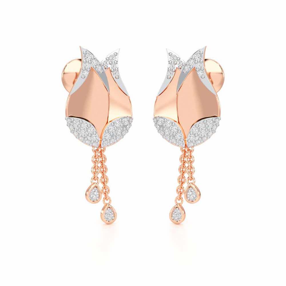 Dazzling Bud Silver Earrings - Rose Gold - Image 2