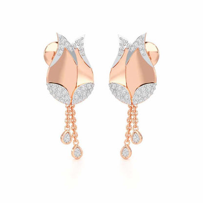 Dazzling Bud Silver Earrings - Rose Gold - Image 2