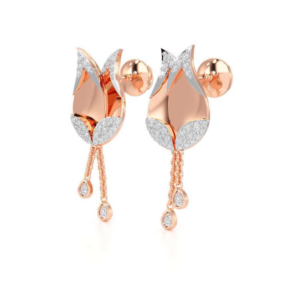 Dazzling Bud Silver Earrings - Rose Gold - Image 3