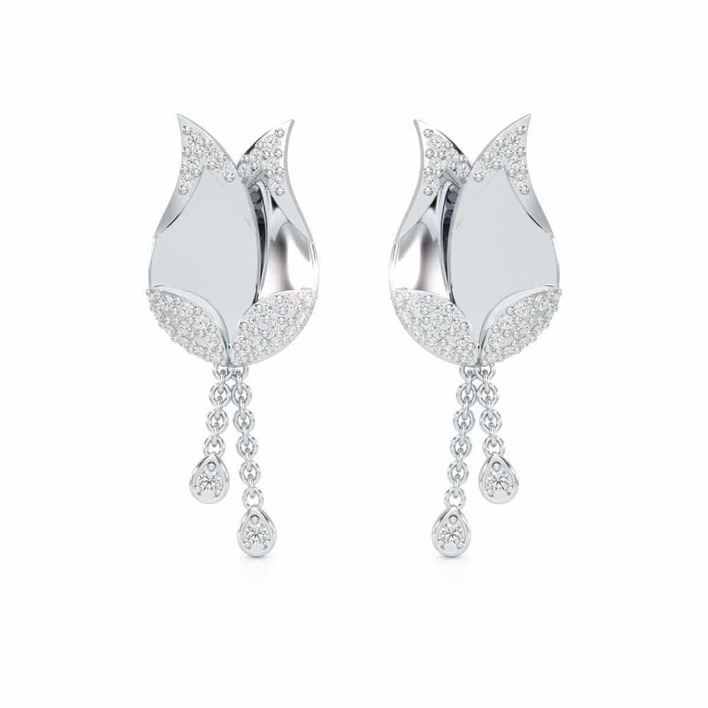 Dazzling Bud Silver Earrings - White Gold - Image 1