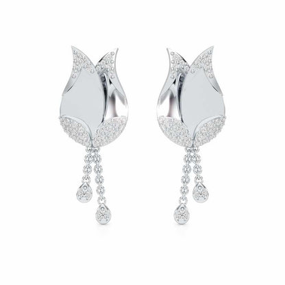 Dazzling Bud Silver Earrings - White Gold - Image 1