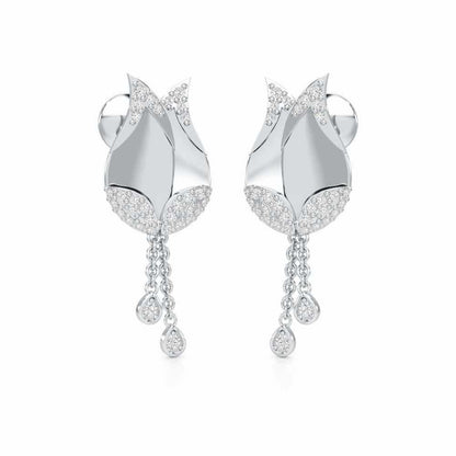 Dazzling Bud Silver Earrings - White Gold - Image 2