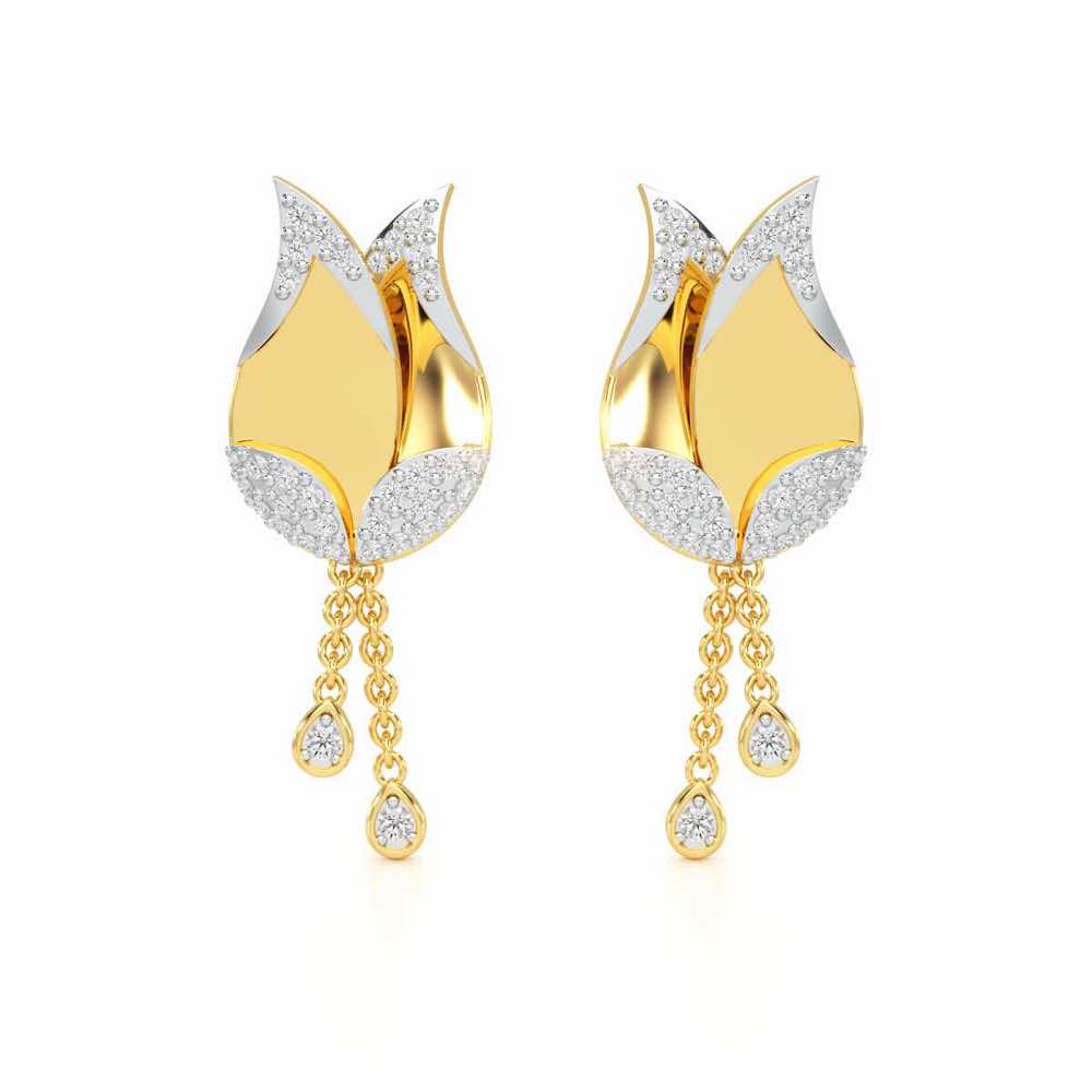 Dazzling Bud Silver Earrings - Yellow Gold - Image 1