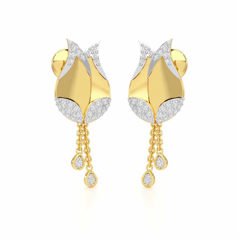 Dazzling Bud Silver Earrings - Yellow Gold - Image 2