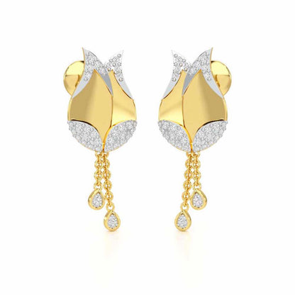 Dazzling Bud Silver Earrings - Yellow Gold - Image 2