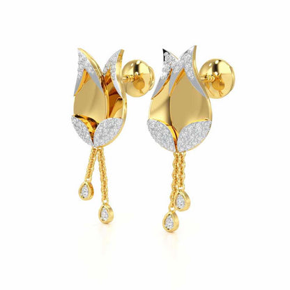 Dazzling Bud Silver Earrings - Yellow Gold - Image 3