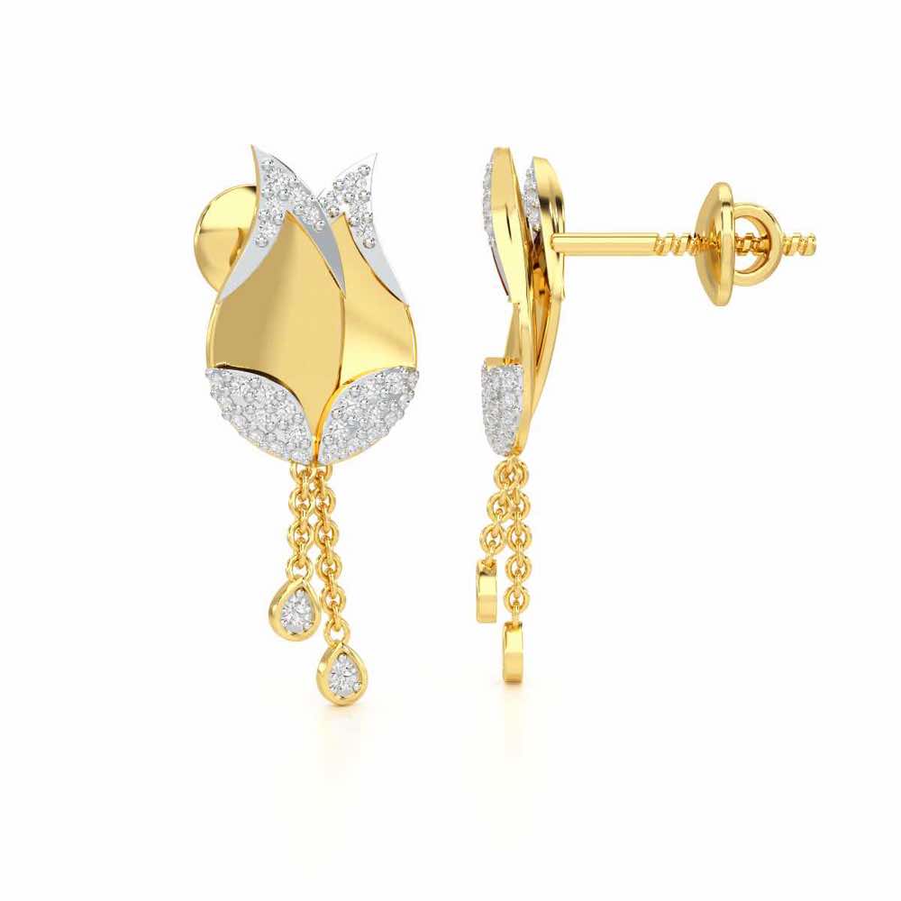 Dazzling Bud Silver Earrings - Yellow Gold - Image 4