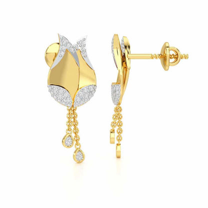 Dazzling Bud Silver Earrings - Yellow Gold - Image 4
