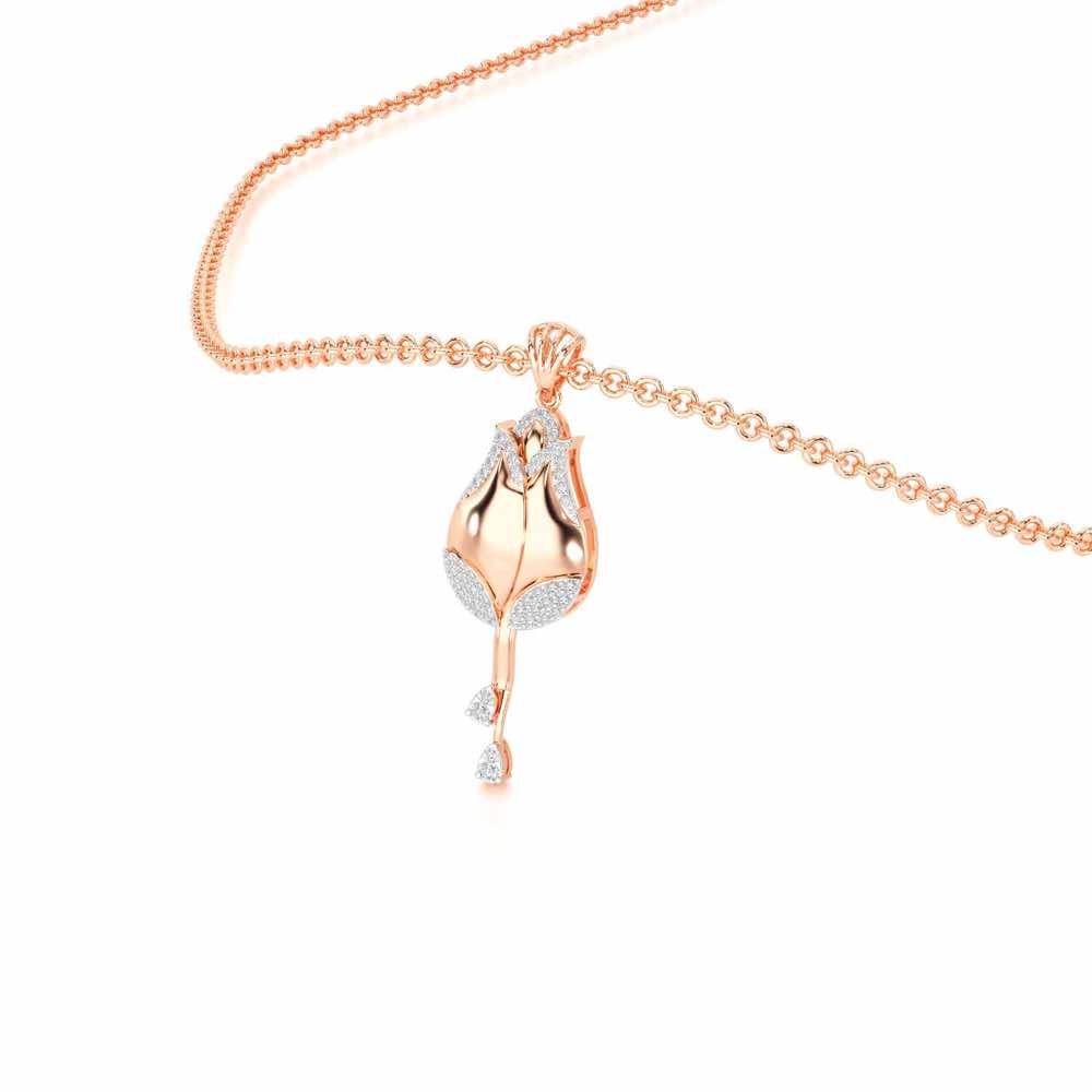 Dazzling Bud Silver Pendant - Rose Gold - Image 2