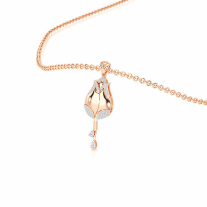 Dazzling Bud Silver Pendant - Rose Gold - Image 2