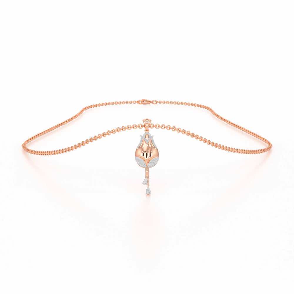 Dazzling Bud Silver Pendant - Rose Gold - Image 3