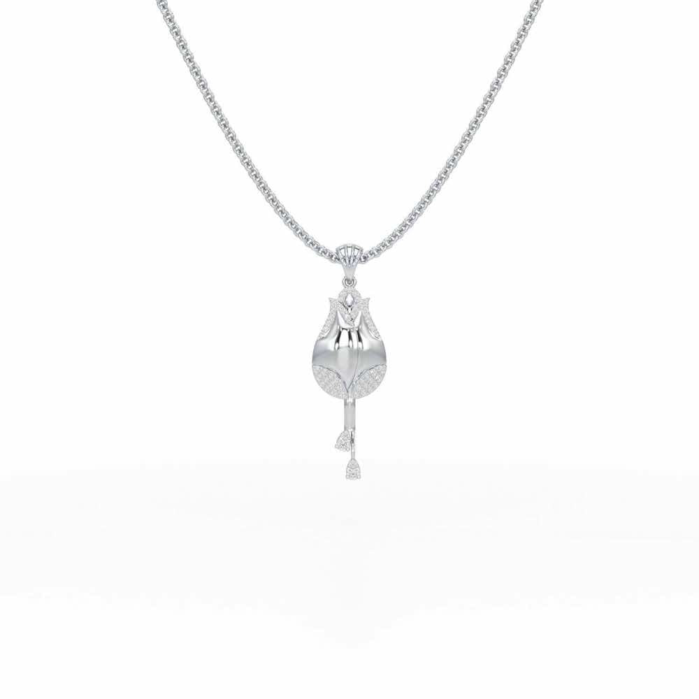 Dazzling Bud Silver Pendant - White Gold - Image 1