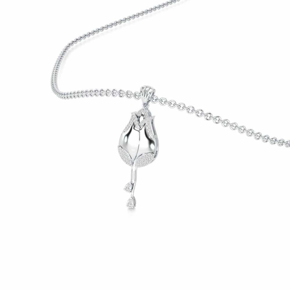 Dazzling Bud Silver Pendant - White Gold - Image 2