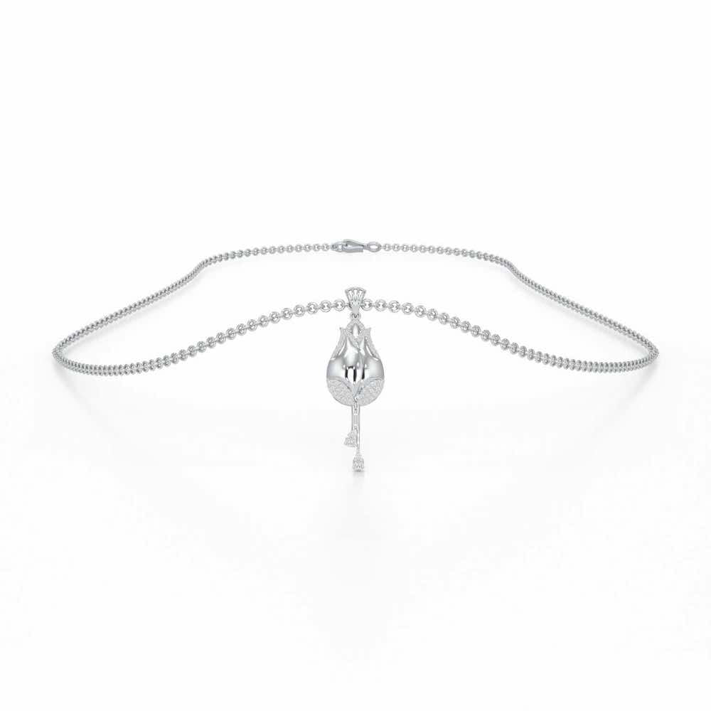 Dazzling Bud Silver Pendant - White Gold - Image 3