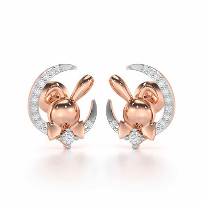 Dazzling Bunny Silver Stud Earrings - Rose Gold - Image 1