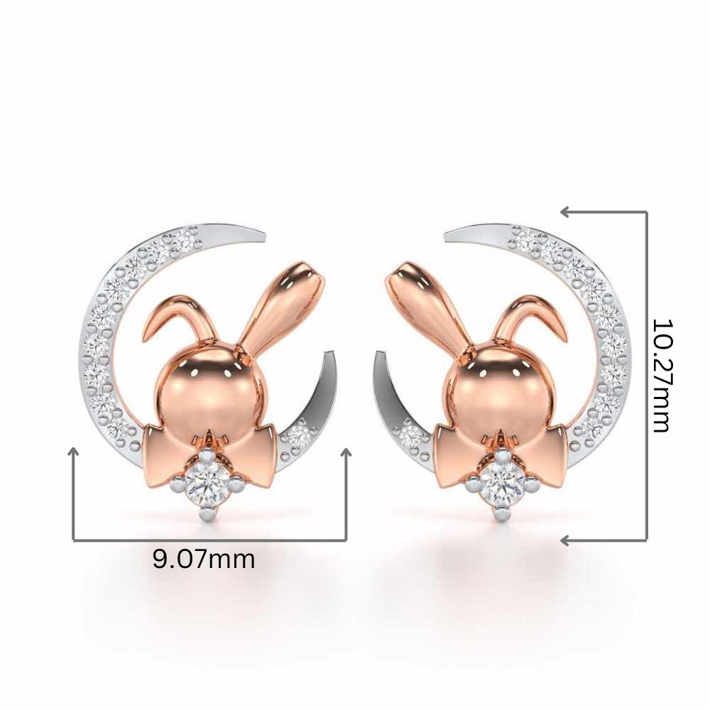 Dazzling Bunny Silver Stud Earrings - Rose Gold - Image 2
