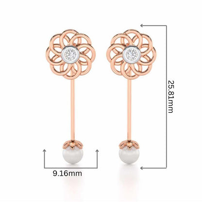 Dazzling Devotion Silver Drop Earrings - Rose Gold - Image 2