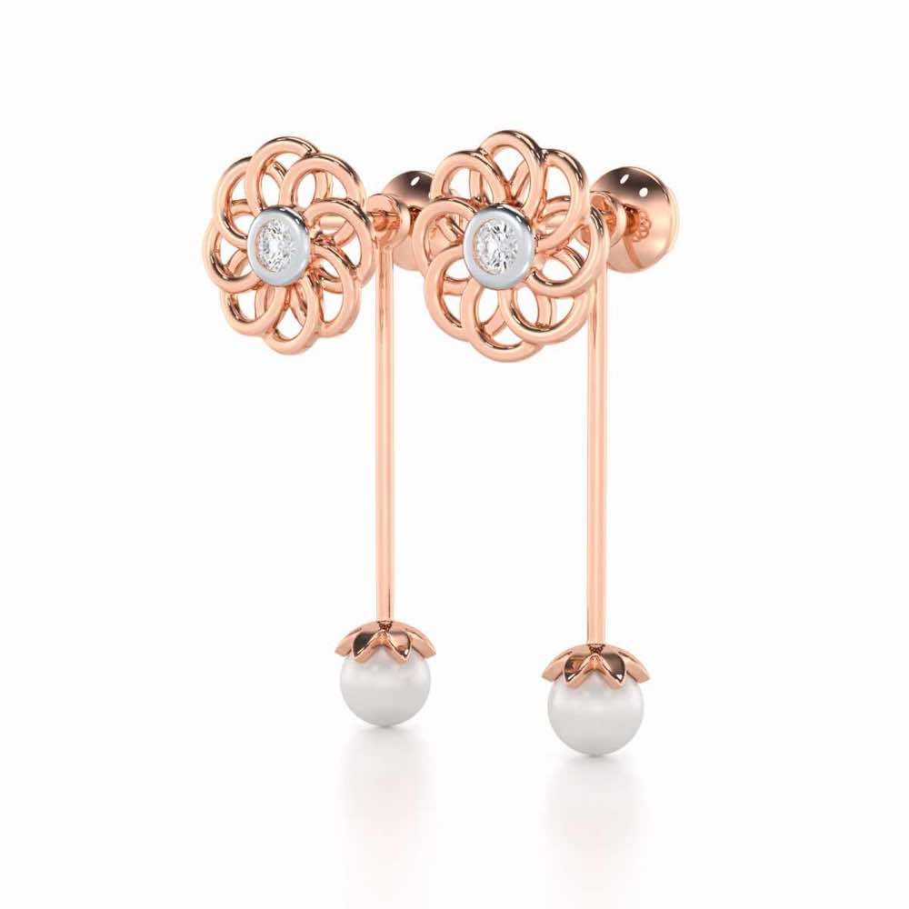Dazzling Devotion Silver Drop Earrings - Rose Gold - Image 3