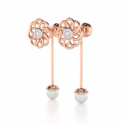Dazzling Devotion Silver Drop Earrings - Rose Gold - Image 3