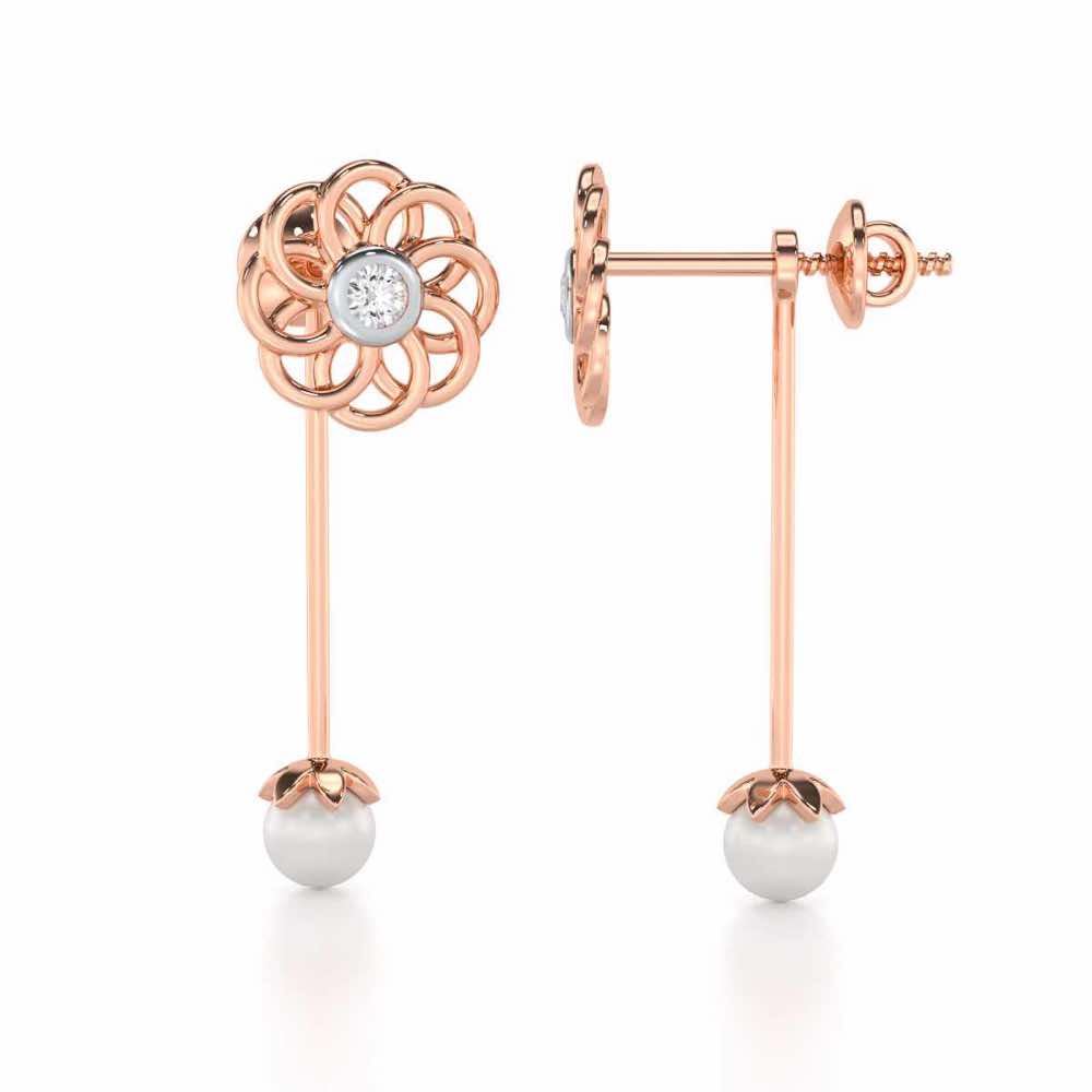 Dazzling Devotion Silver Drop Earrings - Rose Gold - Image 4