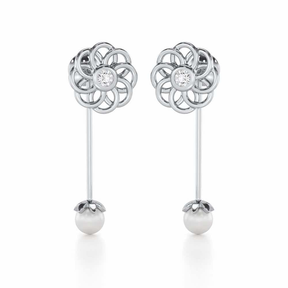 Dazzling Devotion Silver Drop Earrings - White Gold - Image 1