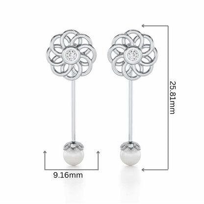 Dazzling Devotion Silver Drop Earrings - White Gold - Image 2