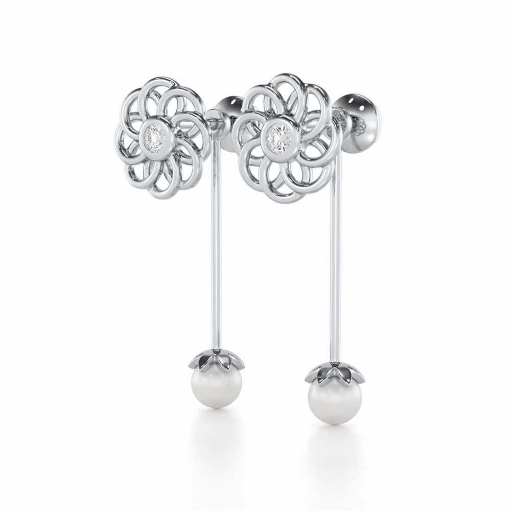 Dazzling Devotion Silver Drop Earrings - White Gold - Image 3