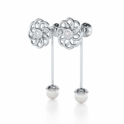 Dazzling Devotion Silver Drop Earrings - White Gold - Image 3