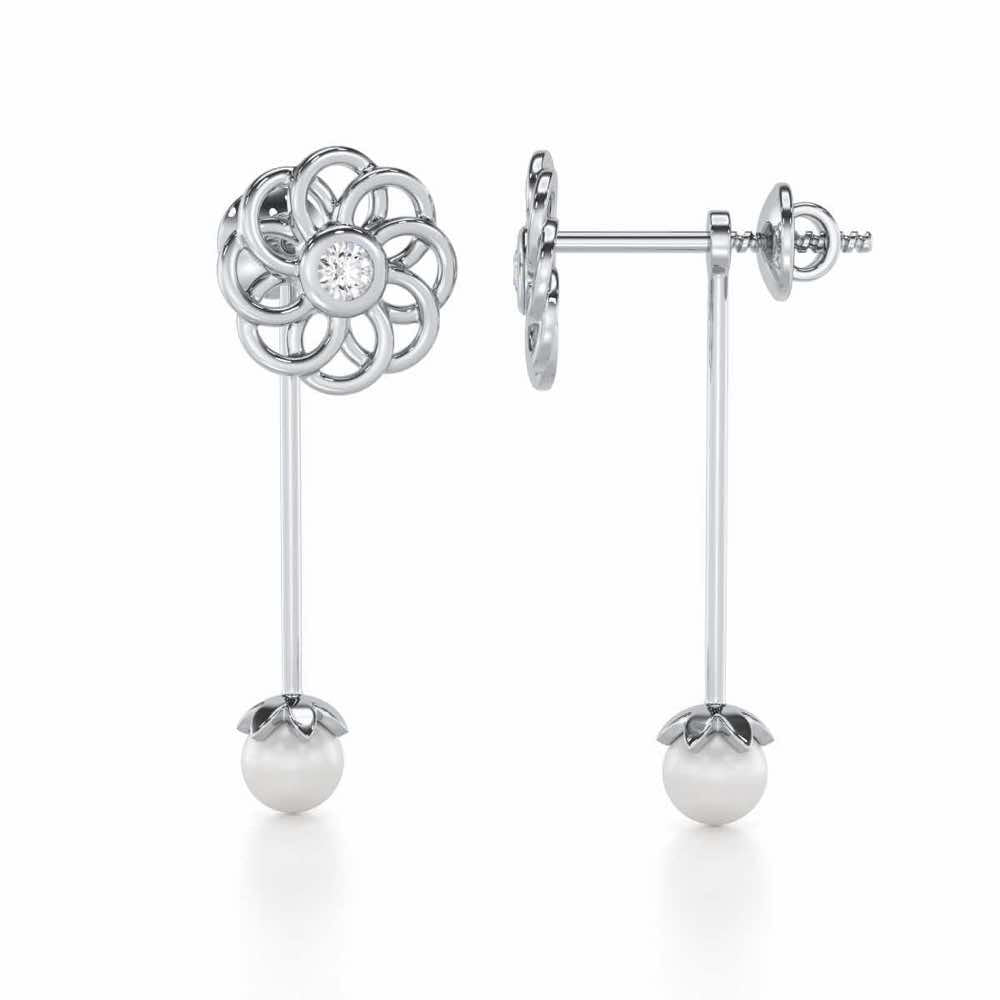 Dazzling Devotion Silver Drop Earrings - White Gold - Image 4