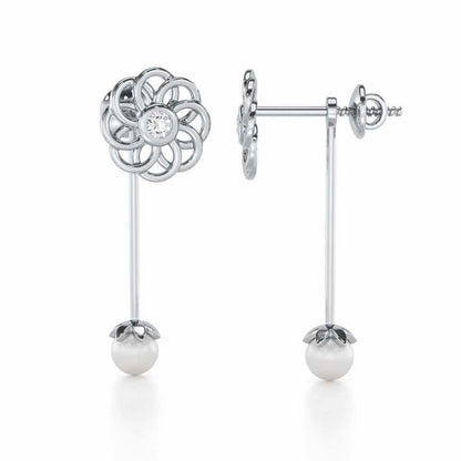 Dazzling Devotion Silver Drop Earrings - White Gold - Image 4