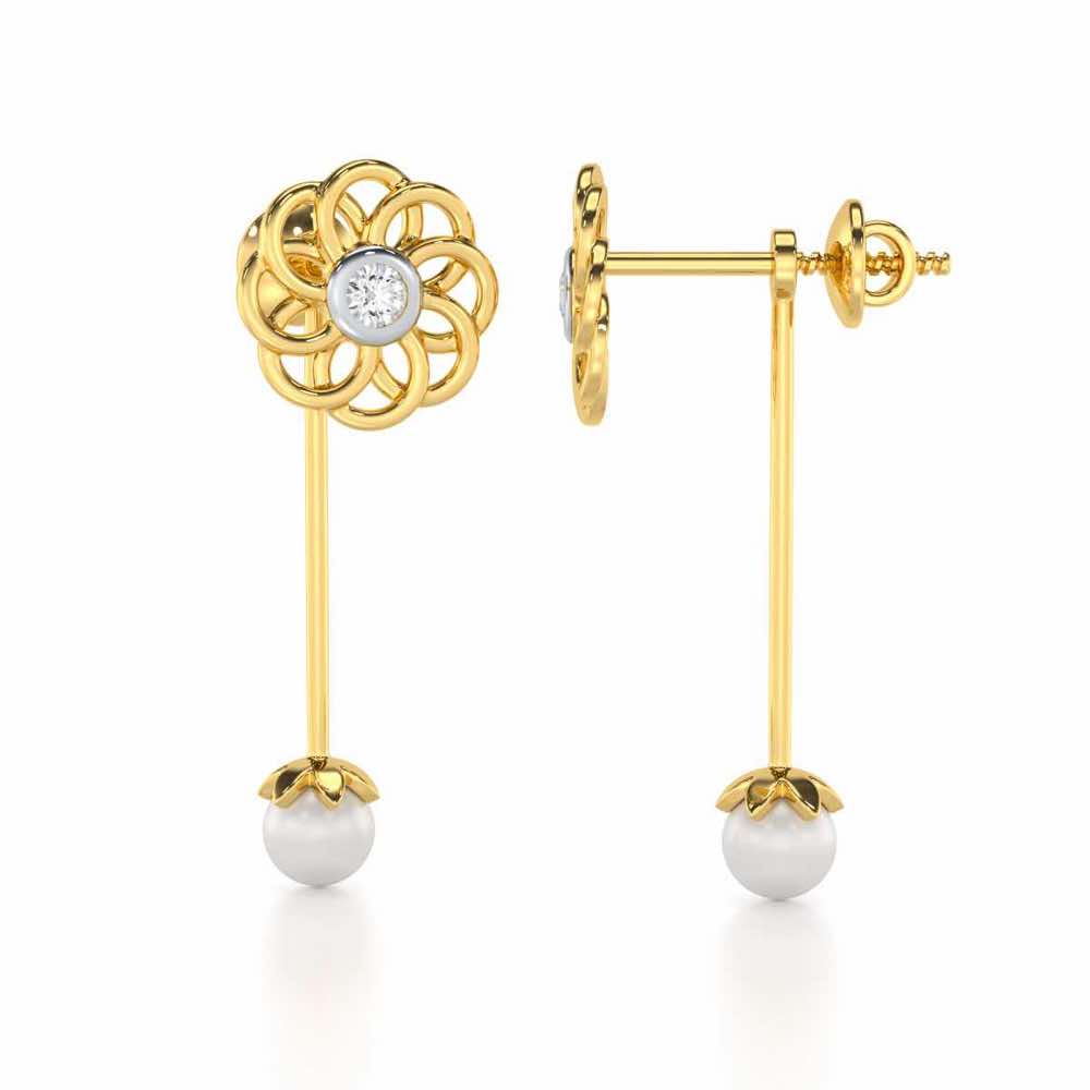 Dazzling Devotion Silver Drop Earrings - Yellow Gold - Image 4