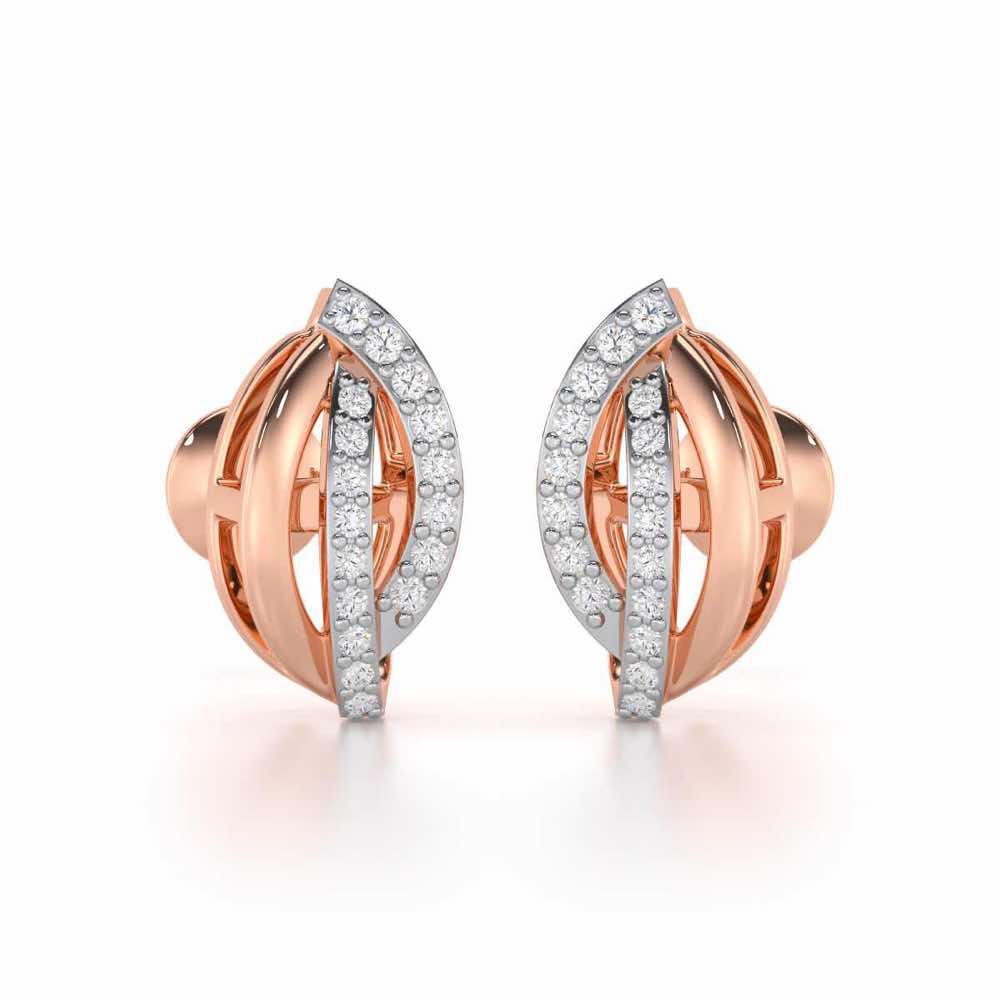 Dazzling Divinity Silver Stud Earrings - Rose Gold - Image 1