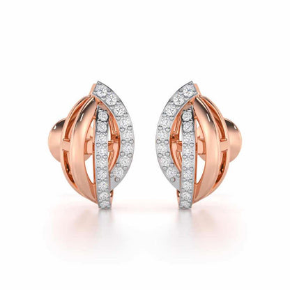 Dazzling Divinity Silver Stud Earrings - Rose Gold - Image 1