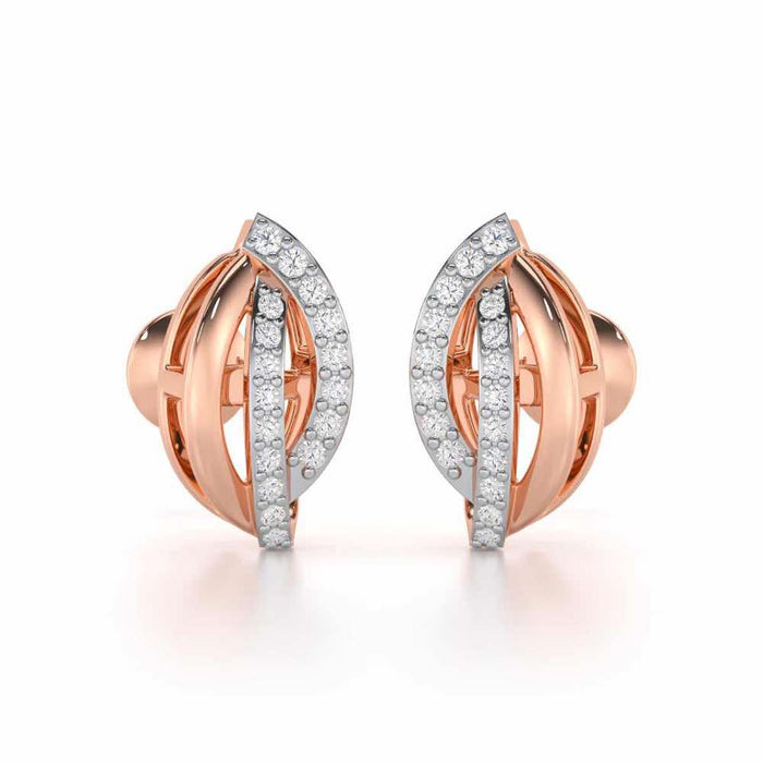 Dazzling Divinity Silver Stud Earrings - Rose Gold - Image 1