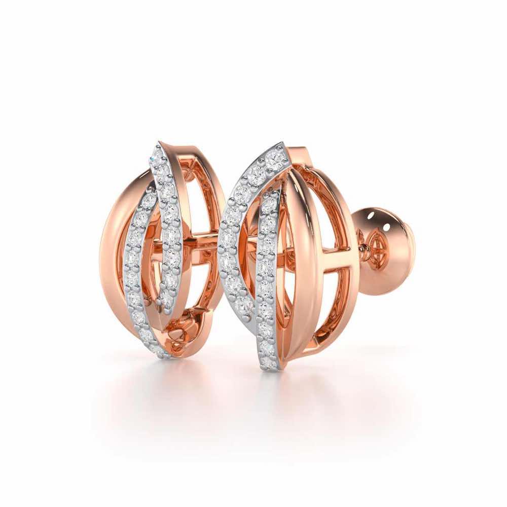 Dazzling Divinity Silver Stud Earrings - Rose Gold - Image 3