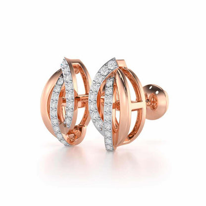 Dazzling Divinity Silver Stud Earrings - Rose Gold - Image 3