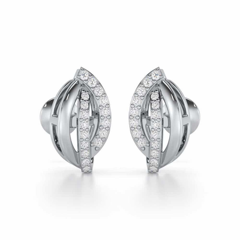 Dazzling Divinity Silver Stud Earrings - White Gold - Image 1