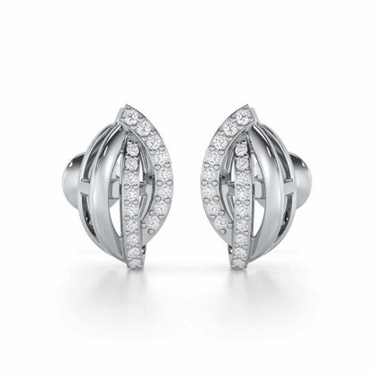 Dazzling Divinity Silver Stud Earrings - White Gold - Image 1