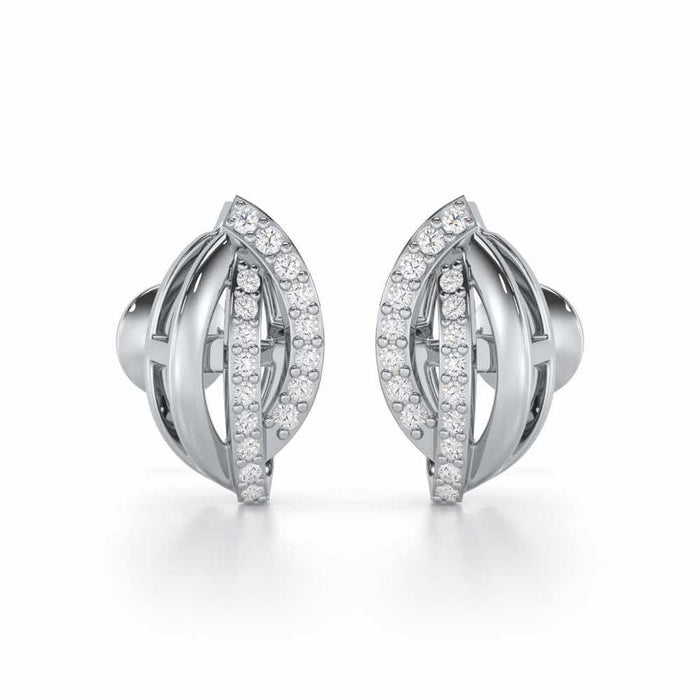 Dazzling Divinity Silver Stud Earrings - White Gold - Image 1