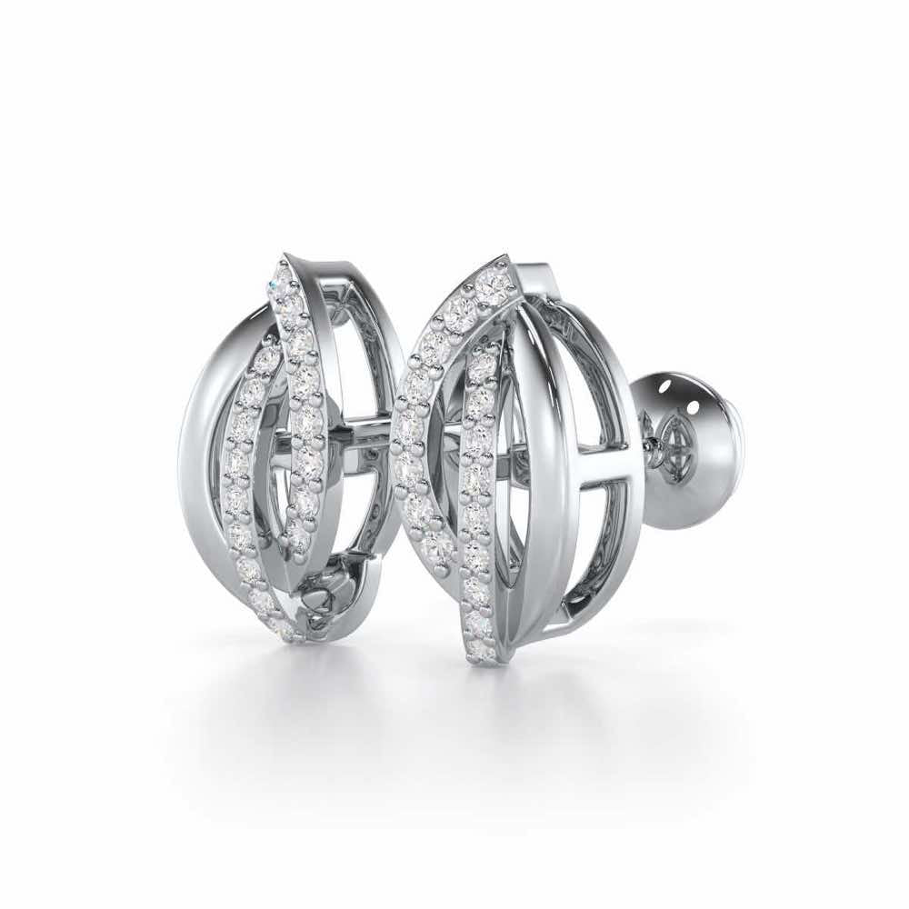Dazzling Divinity Silver Stud Earrings - White Gold - Image 3