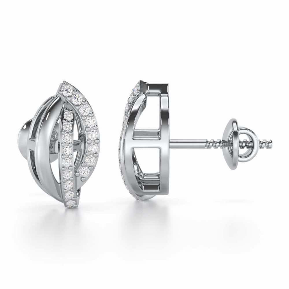 Dazzling Divinity Silver Stud Earrings - White Gold - Image 4