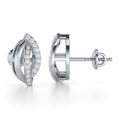 Dazzling Divinity Silver Stud Earrings - White Gold - Image 4